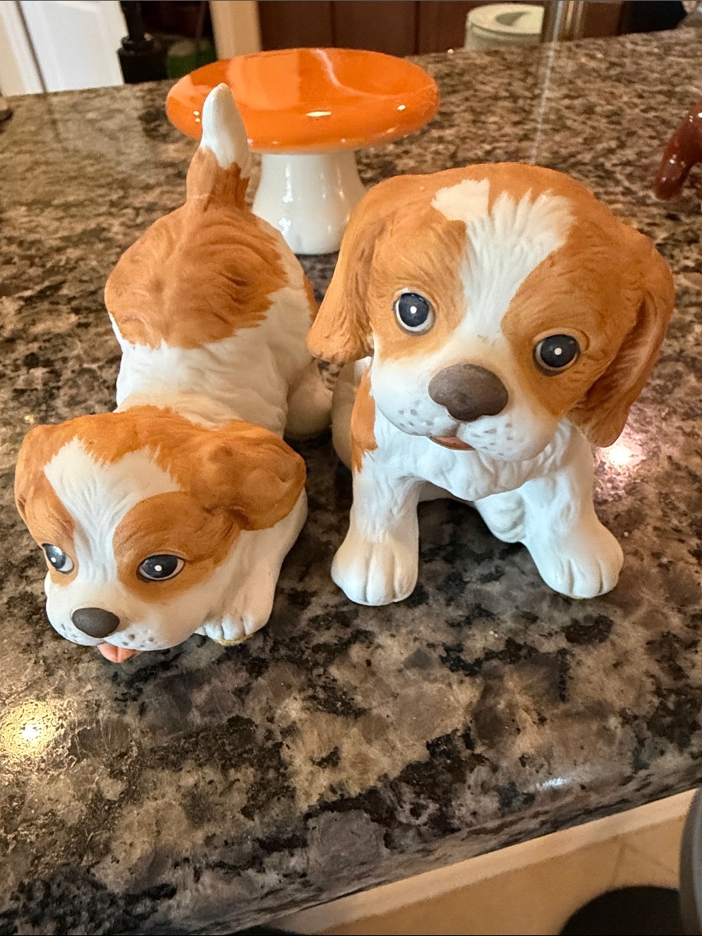 Brown & White Ceramic Puppy Figurine Set - Pets Dog Decor